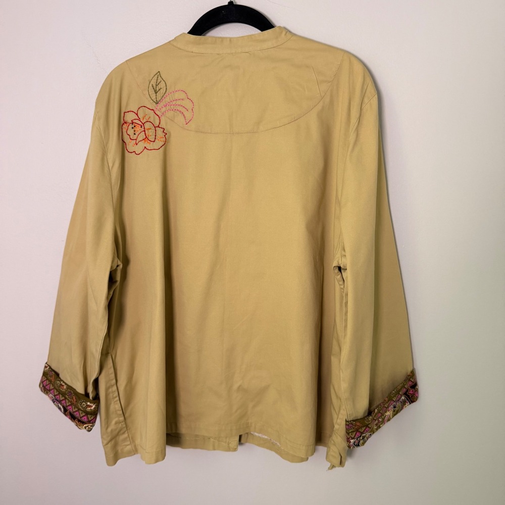 Ruby Rd Boho Floral Embroidered Artsy Cotton Twill Jacket (18) Paisley Cottage - Picture 13 of 16